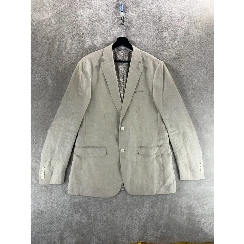 Lauren Ralph Lauren Blazer Mens Size 40L Beige Linen Sport Coat‎ Jacket